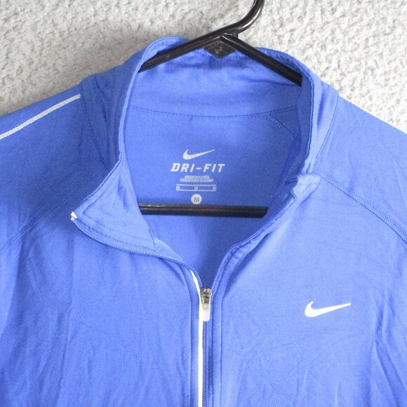 NIKE DRI-FIT WOMEN'S L/S REFLECTIVE RUNNING SHIRT BLUE MEDIUM POLYESTER - Picture 1 of 3